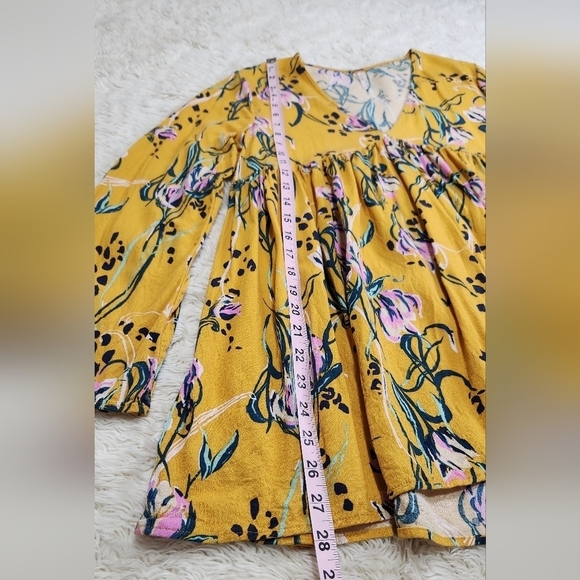 Free People OB815445 Bella Golden Yellow Floral Tunic / Mini Dress Size Small - Picture 14 of 16